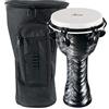 XDrum Djembé 10 Silver Brush Bag Set, Djembé africana, Realizzato in PVC | Diametro: 10 (25 cm), Altezza: 20 (50 cm), 6 viti di accordatura, Pelle sintetica con aspetto naturale, Base gommata, 9 kg