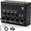 BORDEAG Mixer audio, mixer audio stereo a 4 canali, mini mixer audio, mixer audio con cavo audio da 6,35 mm e adattatore da 3,5 mm a 6,35 mm per microfoni, bassi, chitarre, tastiere (nero)
