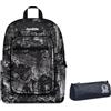 Invicta Zaino Scuola Jelek Fantasy, Nero, 34 L, Doppio Scomparto, Ragazzo, Ragazza + Portapenne Benin Eco-Material, Blu, Scuola media e superiore