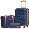 COOLIFE Set di Valigie 3 Pezzi 20'',48L Cabina Rigida ABS+PC Lucchetto TSA | Ruote 360°, Borsa da Viaggio Espandibile & Borsa da Toilette - Ideale per Viaggi d'Affari, Brevi Soggiorni & Weekend