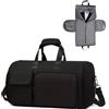 MODULEVA - Borsa da Viaggio Cabina 55x30x27, 50L | Bagagli Cabina Aereo Pieghevole & Convertibile | Zaino & Tracolla | Scomparto Abbigliamento e Scarpe, Organizzazione Integrata, Nero