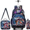 Egchescebo Zaino con Rotelle Bambino Pieghevole Astronauta Trolley Zainetto Asilo Scuola Elementare Primaria Borsa Pranzo Portamatite Grande Carrello Valigia Ragazzo per Valigia da Viaggio Blu