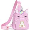 YOOLIFE Borsa a tracolla con lettere e unicorno, idea regalo per ragazze, 3, 4, 5, 6, 7, 8, 9, 10, 11, 12, 13, 14, 15 anni, idea regalo per donne, fidanzate, sorelle, Colore: rosa., A