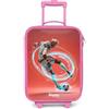 NoBoringSuitcases.com NoBoringSuitcases© Valigia Rosa Per Bambini Compatto Bagaglio Ultraleggero | 48x31x19 cm - Trolley A Mano Rigidi LED Ruote Da Viaggio - Ragazzo - Calciatore - Pallone - Cerchio - Rosso