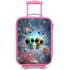 NoBoringSuitcases.com NoBoringSuitcases© Valigia Rosa Per Bambini Compatto Bagaglio Ultraleggero | 48x31x19 cm - Trolley A Mano Rigidi LED Ruote Da Viaggio - Ragazzo - Allegro - Alieno - Amici