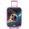 NoBoringSuitcases.com NoBoringSuitcases© Valigia Rosa Per Bambini Compatto Bagaglio Ultraleggero | 48x31x19 cm - Trolley A Mano Rigidi LED Ruote Valigie Neonato - Ragazzo - Neon - Rete - Calcio - Colorato
