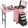 AOAPUMM Trolley per cosmetici rosa, per parrucchiere, trucco, trucco, beauty case, parrucchiere, valigetta multiuso, valigetta