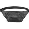Linkidea Marsupio taglia grande, tracolla regolabile extra lunga, nero | Lunghezza totale extra lunga di 59 pollici, per vita fino a circa 45-47 pollici, 4 tasche con zip, poliestere leggero