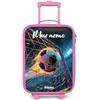 NoBoringSuitcases.com NoBoringSuitcases© Valigia Rosa Per Bambini Personalizzato Con Un Nome | 48x31x19 cm - Bagaglio Ultraleggero Trolley A Mano Rigidi LED Ruote Valigie Neonato - Ragazzo - Neon - Rete - Calcio