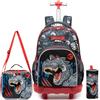 Egchescebo Zaino con Rotelle Bambino Pieghevole Dinosauri Trolley Zainetto Asilo Scuola Elementare Primaria Borsa Pranzo Portamatite Grande Carrello Valigia Ragazzo per Valigia da Viaggio Verde