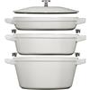 STAUB La Cocotte - Set di 3 pentole rotonde in ghisa al tartufo bianco