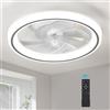 HARPER LIVING Ventilatore da soffitto da 48 cm con luce e telecomando, 50 W, 4000 lm, LED dimmerabile a 3 colori, 6 velocità e timer, ventilatore con luce moderna e ultra silenzioso