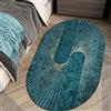 Arvella Rug Tappeto ovale 80 x 120 cm, per soggiorno, antiscivolo, per camera da letto, cucina, decorazione della casa, tappeto moderno con linee astratte, verde
