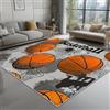 Generic Tappeto 120 X 170Cm Sport Basket Retrò Tappeto Salotto Pelo Corto, Antiscivolo E Lavabile - Morbido E Confortevole Per Sala Da Pranzo, Camera Da Letto E Decorazione Della Casa Arancione Grigio