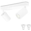 KYOTECH Faretti da soffitto bianco a 2 luci faretto LED 5W plafoniera bianca orientabile inclusa lampadina GU10 3000K bianco caldo faretti a soffitto per cucina, camera da letto, soggiorno