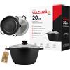 Akitaink Casseruola in Alluminio Pressofuso con Coperchio in Vetro Temperato, Antiaderente, Diametro 20 cm, Adatta al Forno, Lavabile in Lavastoviglie