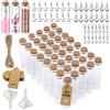 BARAKYEG 40x Vasetti Vetro Piccoli,20ml vasetti per spezie con Tappi di Sughero Mini Bottiglie Vetro con Tappo 8 X 2.2 cm Bottigliette Vetro Regalo Decorazione,con pendente in metallo,imbuto,corda