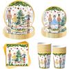 Satiskid Set di stoviglie per feste natalizie, 50 pezzi, per 10 ospiti, piatti di carta, tovaglioli, bicchieri di carta, set di accessori per feste