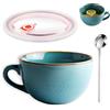 YUNXCNA Tazza in ceramica grande, tazza da 700 ml, tazza da caffè con manico, muesli, tazza per colazione, ciotola in ceramica con forno a microonde, ciotola per insalatiera grande, adatta per dessert al