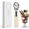 Umllpet Cucchiaio riscaldato per gelato bianco crema | Acciaio inox, 3 livelli temperatura 49-71°C, ricaricabile USB-C, display LED, impermeabile IP67 per gelato duro