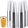 APACALI 100 bicchieri di plastica con bordo argentato | Bicchieri riutilizzabili da 450 ml, per feste, per champagne, birra, cocktail, Martini, soda