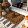 Generic Zerbino con gallina con scritta Welcome Chick, stile rustico, marrone, per decorazione autunnale e del Ringraziamento, in gomma, impermeabile, antiscivolo, anti-polvere, facile da pulire, 73 x 43 cm