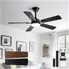 Depuley Ventilatore da soffitto da 42 pollici con illuminazione: Ventilatore da soffitto nero per interni ed esterni - Ventilatore moderno con telecomando e 5 pale reversibili in noce
