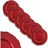 ARCA, Set di 6 Sottopiatti Rotondi Barocco in Polipropilene, per 6 Persone, Ideali per la Tavola di Natale, Resistenti e Duraturi, Idea Regalo Natale, Colore Rosso, 33 cm