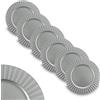ARCA, Set di 6 Sottopiatti Rotondi Elegant in Polipropilene Rigati, per 6 Persone, Ideali per la Tavola di Natale, Resistenti e Duraturi, Idea Regalo Natale, Colore Argento, 33 cm