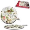 ARCA, Piatto Panettone con Paletta in Porcellana, con Decorazione Natalizia Christmas Land, Resistente e Duraturo, Ideale per la Tavola, Idea Regalo di Natale, 30 cm