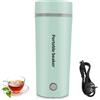 HIULLEN Bollitore Elettrico Portatile, Mini Bollitore da Viaggio 3 in 1 e Thermos, Con Chiusura Automatica, per Tè, Latte, Caffè, 5 Minuti di Ebollizione Rapida (Verde)
