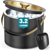 FiveHome Secchiello per il ghiaccio in acciaio inox da 3,2 l, con coperchio e paletta, secchiello per ghiaccio a doppia parete isolante per cocktail bar e feste (Nero)