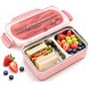 lvifloae 1-3 pezzi Contenitore per Alimenti Contenitore per Pranzo Portatile Coibentato in Acciaio Inossidabile 304 Box Studente Lavoratore Lunch Box 304 Modello a (Verde、Rosa) (Rosa)
