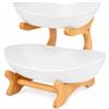 LMSAWK Cestino Frutta in Plastica 2 Livelli Piano Cucina, Portafrutta Supportoin Fruttiera Multilivello Salvaspazio legno Cesta Portafrutta, Vassoio Portata per Cibo, Verdure, Torte Dessert Feste