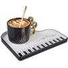 GBKDQQ Tazza da caffè in ceramica con note musicali stampate, con piattino e cucchiaio, 200ml. Tazza creativa per pianoforte, tazza da musica con note musicali stampate, tazza da tè regalo, tazza da caffè