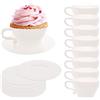 Qancesd Set di 16 pirottini in silicone per muffin, tazza da tè e piattino, 8 tazze e 8 piattini