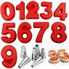 LZYDKH Stampo per torte con numeri, 15 pezzi, in silicone, grande, 25,4 cm, con 6 beccucci, per feste di compleanno, anniversari, 0-8, rosso
