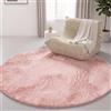 Interiyou Tappeto salotto pelo corto Fargo - 80x80 cm Rotondo Rosa - Morbid in pelliccia sintetica - Lavabile e antiscivolo - Corto e soffice