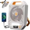 Koala Global Ventilatore da campeggio portatile USB 13000 mAh, 4 velocità, timer, autonomia 17-82 ore, lampada LED, gancio metallico - tenda, viaggio, casa, emergenza