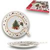 ARCA, Piatto Panettone con Paletta in Porcellana, con Decorazione Natalizia Albero di Natale, Resistente e Duraturo, Ideale per la Tavola, Idea Regalo di Natale, 30 cm