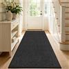 Enyhom Tappeto Corridoio Lavabile in Lavatrice 60 x 180cm, Tappeto Cucina Assorbente Passatoia Cucina Antiscivolo Tappeti Runner per Corridoio Ingresso Lavanderia, Nero + Grigio