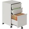 Garvee Cassettiera archivio su ruote in legno, mobile schedario sotto scrivania/portastampante - 3 cassetti con cassetto per cartelle sospese - 2 ruote con freno, Bianco antico, 3 cassetti
