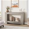 GarveeHome 47 Farmhouse 2-Tier Console Table for Entryway, Hallway or Living Room - Narrow Wooden Accent Table with Open Shelf & H-Base - Grey Wood Effect, 1.2m