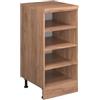 Vicco Mobile cucina sottotetto R-Line, Rovere dorato/Rovere dorato 40 cm | Vano a giorno · Profondità 46 cm · Piedini regolabili in altezza · 3 Ripiani · ✓ Per zone dritte del tetto