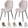JZGORC Set 2 Sedie da Pranzo,SGambe in Metallo, Motivo a Scacchiera,Beige | Stile Moderno,Sedie Imbottite per Sala da Pranzo, Soggiorno e Cucina,Portata Fino a 120 kg