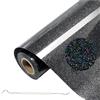 XAHMBSS Glitter Vinile Termoadesivo per Tessuti 30×200 cm,Pellicola per Plotter in Vinile a Trasferimento Termico,Facile da Tagliare e Eliminare,Vinile Permanente per T-Shirt (Glitter Nero)
