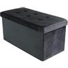 milani home - pouf rettangolare, velluto, seduta poggiapiedi, nero, 76 x 38 x 38 cm
