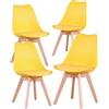 BenyLed Set di 4 Sedie da Pranzo Moderne, con Seduta Imbottita e Gambe in Legno di Faggio, Ideali per Sala da Pranzo, Cucina, Soggiorno, Camera da Letto, Giallo