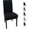 YUNSHANGHE Copertura della Sedia 6 Pezzi, Estraibile Lavabile Elastica Coprisedie con Schienale, Resistente e Facile da Pulire, Fodere per sedie in Spandex per Hotel Sala da Pranzo Wedding (Nero)