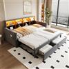 Wiuzo Divano letto imbottito estraibile 90/180 x 190 cm, testiera con scomparti integrati, striscia luminosa a LED e prese di ricarica, con due cassetti e rete a doghe (grigio scuro)